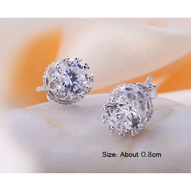 Anting Tusuk Bentuk Mahkota Kristal Silver untuk Hadiah 0338-wt