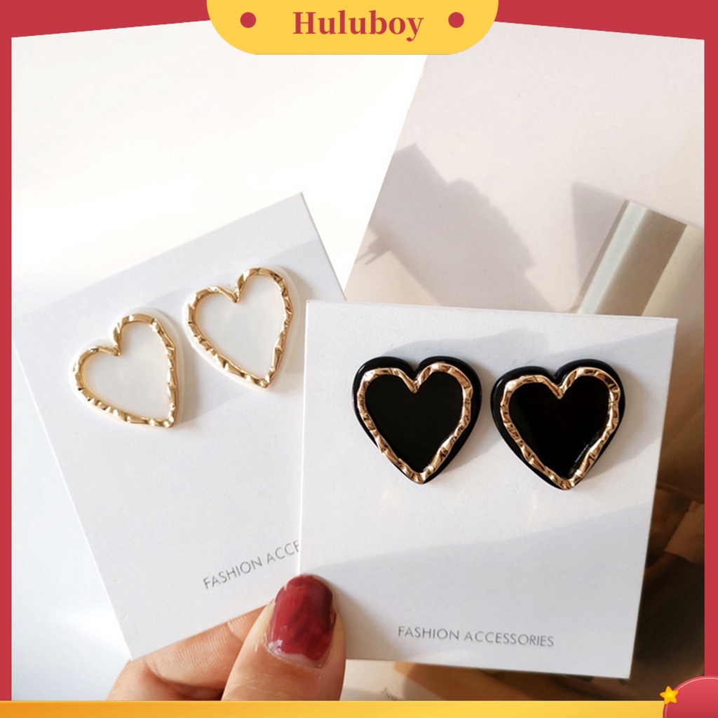 Hu Hu Hu Hu Hu Alat Bantu Pasang Kacamata♡ 1 Pasang Anting Stud Enamel Bentuk Hati Untuk Wanita