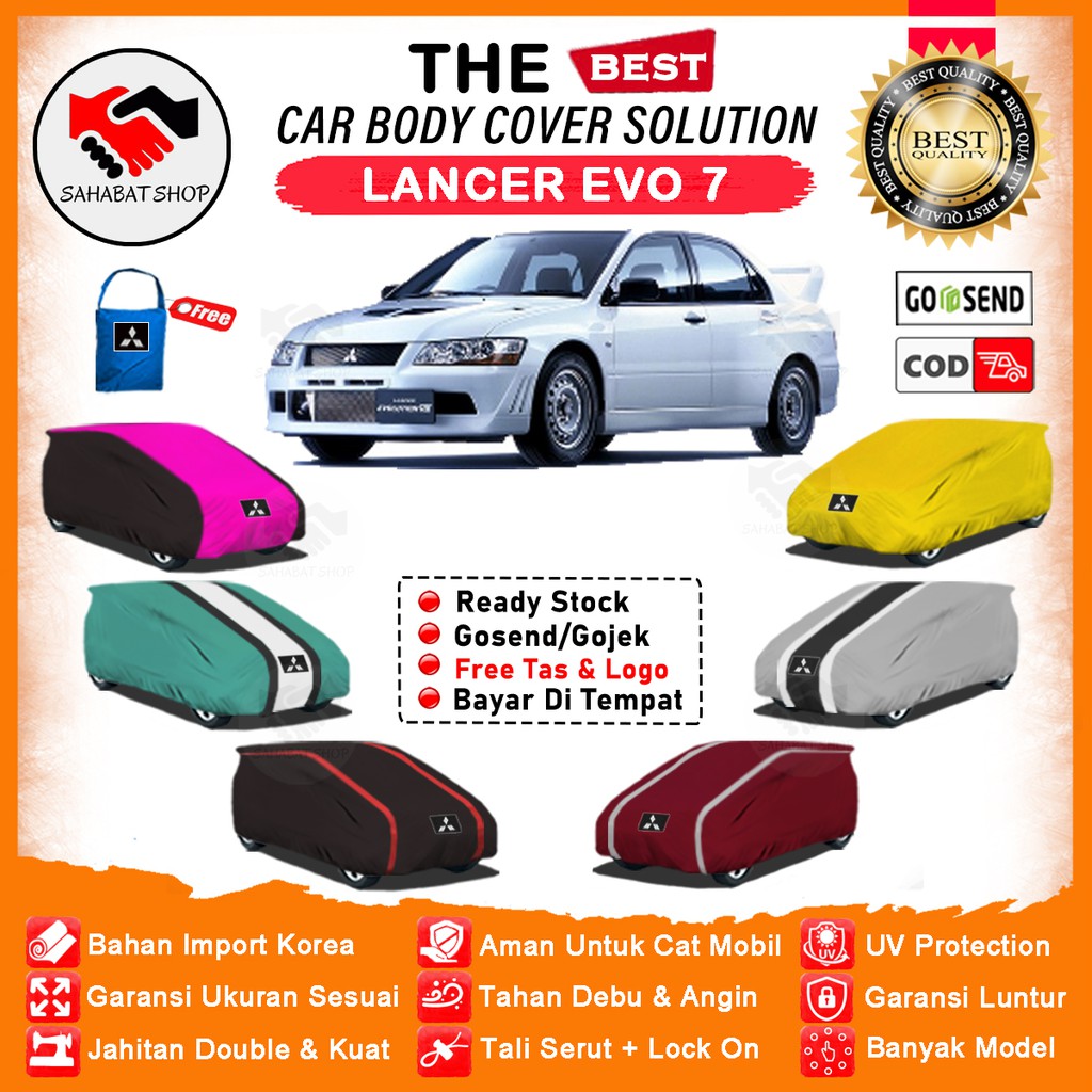 Sahabat Body Cover Mobil Lancer / Sarung Penutup Mitsubishi Lancer Evo 7 Outdoor / Tutup Mantel Selimut Kerudung Pelindung Jas Mantol Kelambu Terpal Pem,bungkus Tutupan Kelambu Kerodong Mobil Sedan Lancer Evo 7 Waterproof Anti Air Model Orange