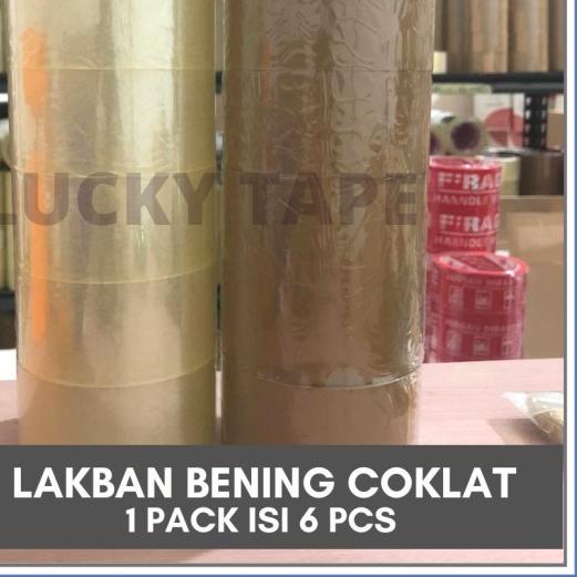 

☃ LAKBAN BENING COKLAT 2 INCH 45MM 90 YARD ISOLASI SELOTIP MURAH 1 PACK - Cokelat ☞