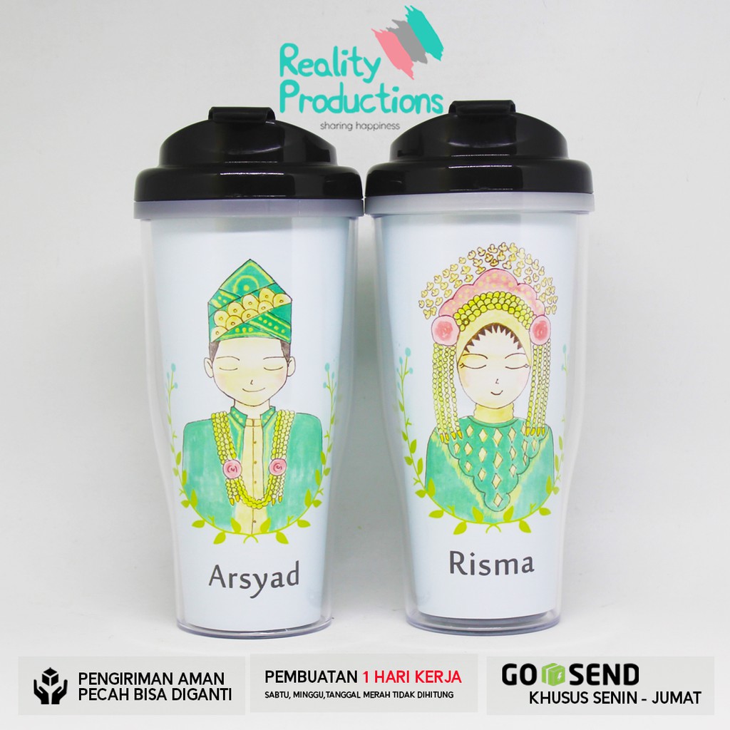 Exmoor Tumbler Couple Pengantin Banjar Hijab Untuk Kado Pernikahan