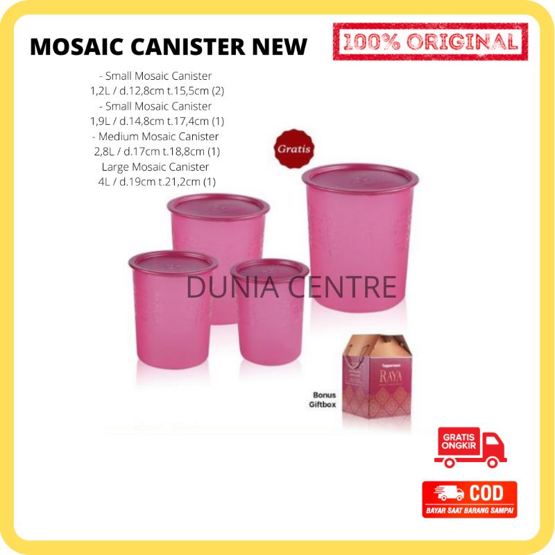 PROMO TUPPERWARE TOPLES RAYA MOSAIC CANISTER NEW SET ORIGINAL