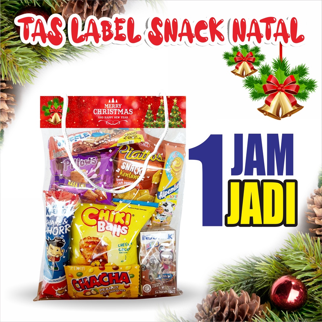 

label snack natal tas jinjing plastik natal bungkus jajan natal christmas