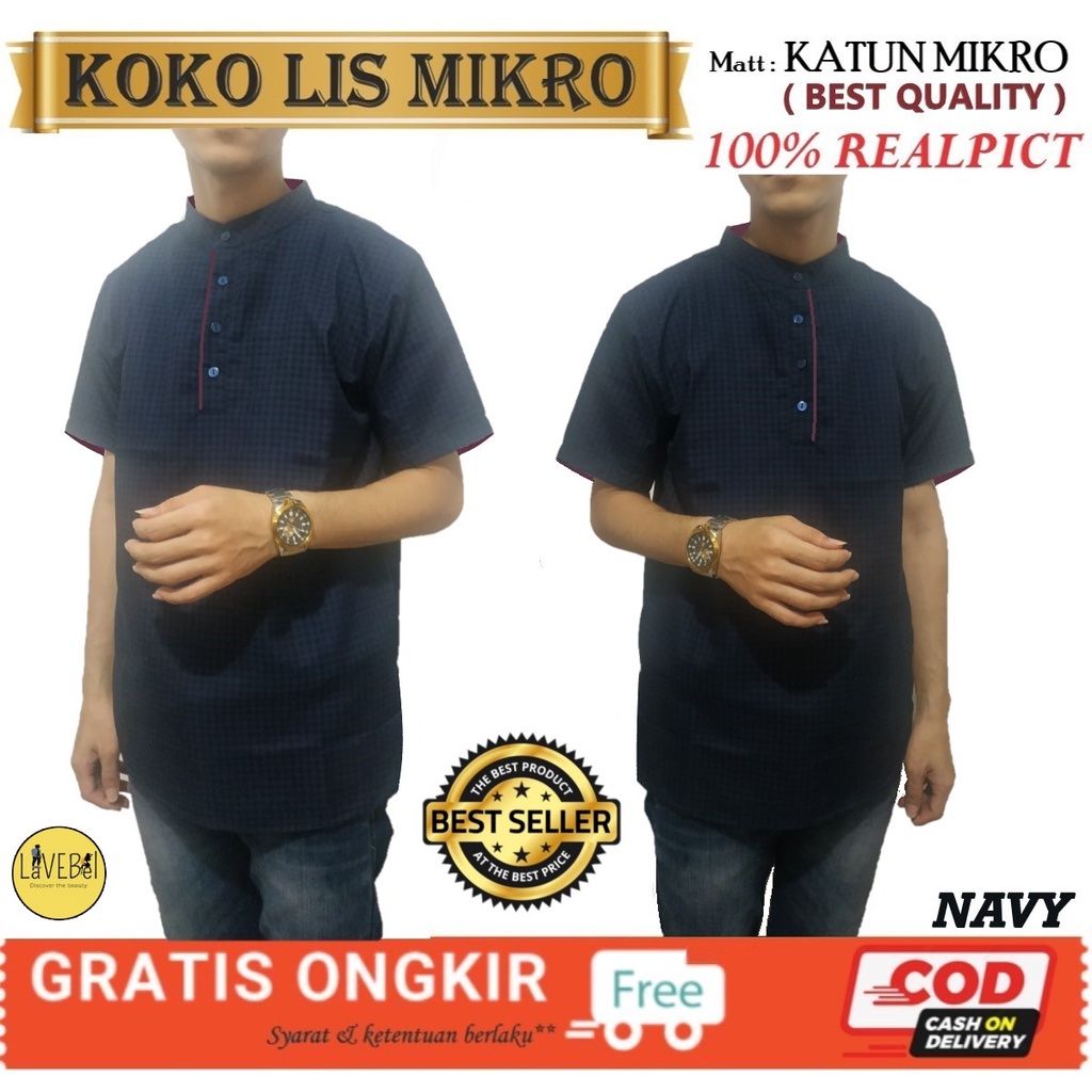 LVB Koko LIS MICRO /Baju Atasan Muslimin Pria Muslim/Koko Lengan Pendek/Model Terbaru Viral/GRATIS ONGKIR CASHBACK COD/11534 11536 11538 11540 11542/ LAVEBEL