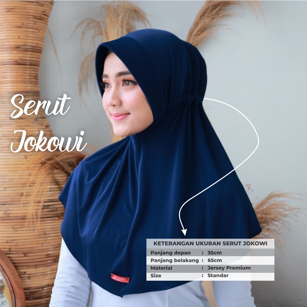 Jilbab Instan Serut Jokowi Jersey Premium I Jilbab Serut Polos Tali Pet Antem By Shamira