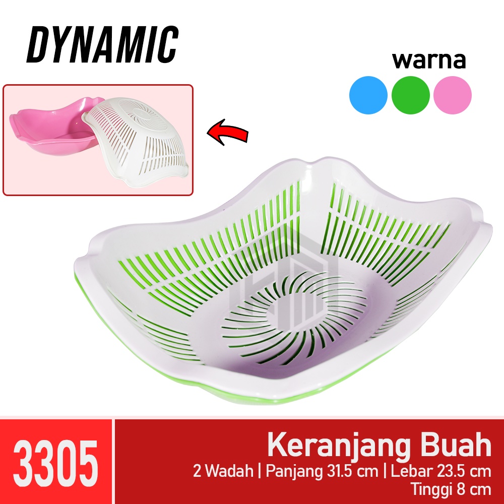 Keranjang buah Plastik kotak sayur 2 wadah Tipe 3305 Dynamic