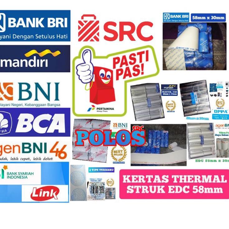 

Stok banyak HVJ52 KERTAS THERMAL STRUK KASIR PAPERROLL EDC BRI AGEN BNI 46 BNI MANDIRI BSI SRC LINK PASTI PAS 58mmx30mm HVJ