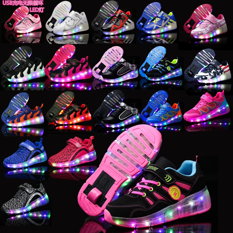 Sepatu Roda Heelys LED 2020  Satu Bagian  Anak-anak Heelys  Cahaya Lampu Sepatu Sepatu  Satu Roda Fl