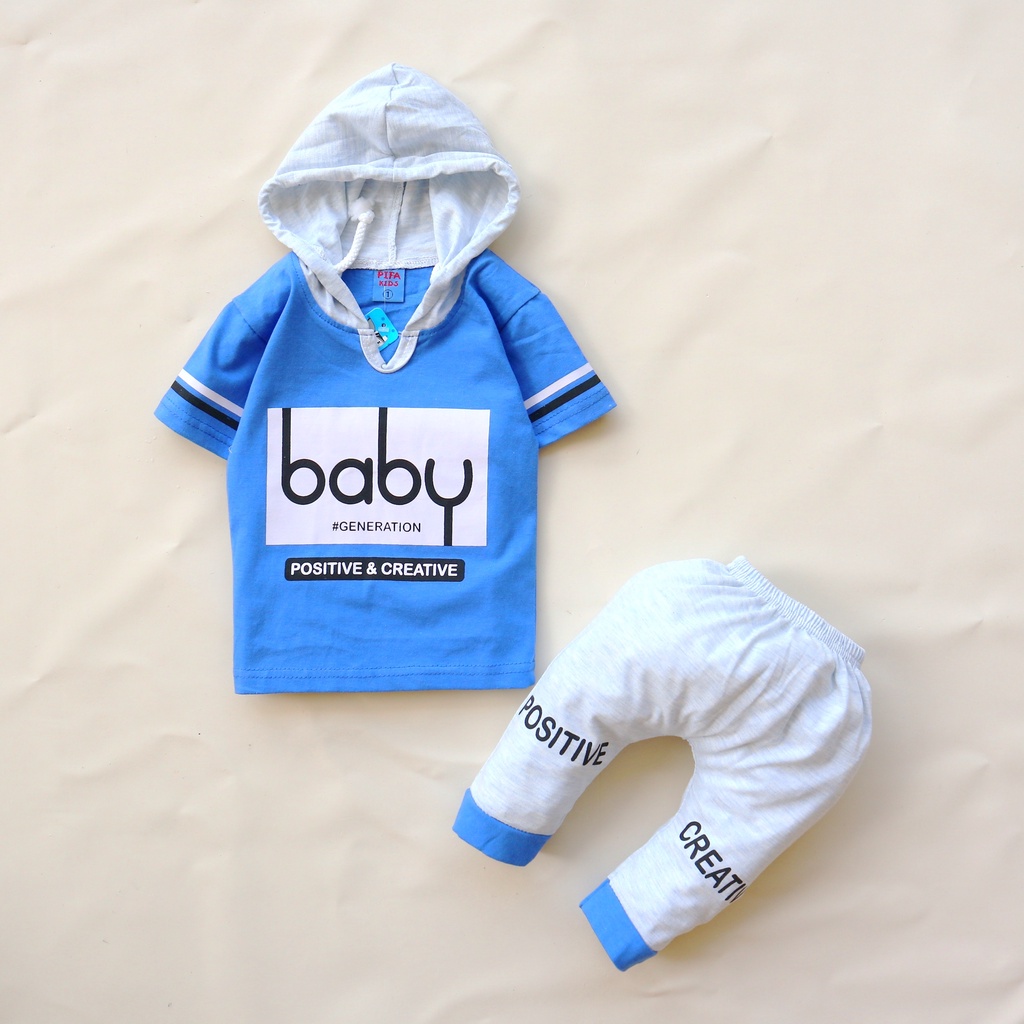 Nuna Store Setelan Baju Celana Anak Bayi Laki-laki Usia 6 bulan - 3 tahun IMK Motif Hoodie Baby Generation