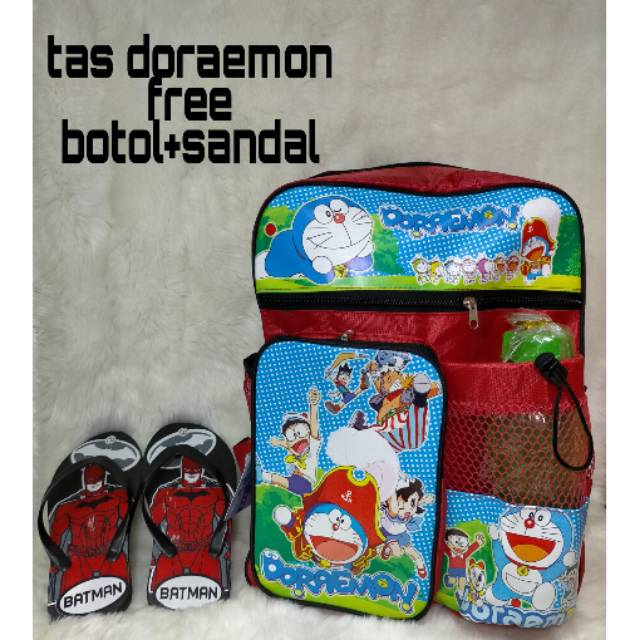 Tas Ransel Doraemon Botol Free sandal+Jam