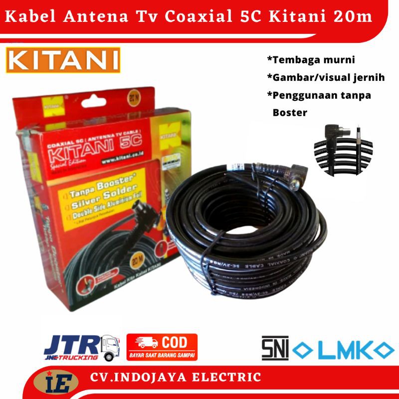 Kabel Antena TV Kitani Coaxial 5C Plug Tekuk Kabel Panjang 20 Meter Kabel Tv Ke Antena Kabel Antena Kabel antena tanpa booster kabel antena berkualitas kabel antena murah kabel antena kabel parabola antena hd antena digital kabel antena terbaik kabel CCTV