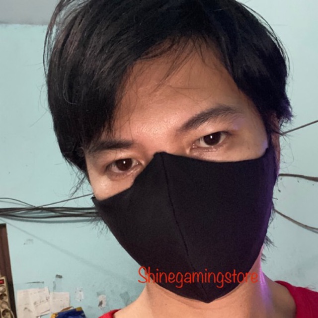 Masker Polusi Bahan katun 3 Lapis Black