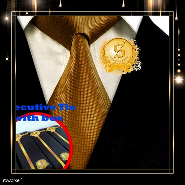 Dasi pria gold emas kotak kecil