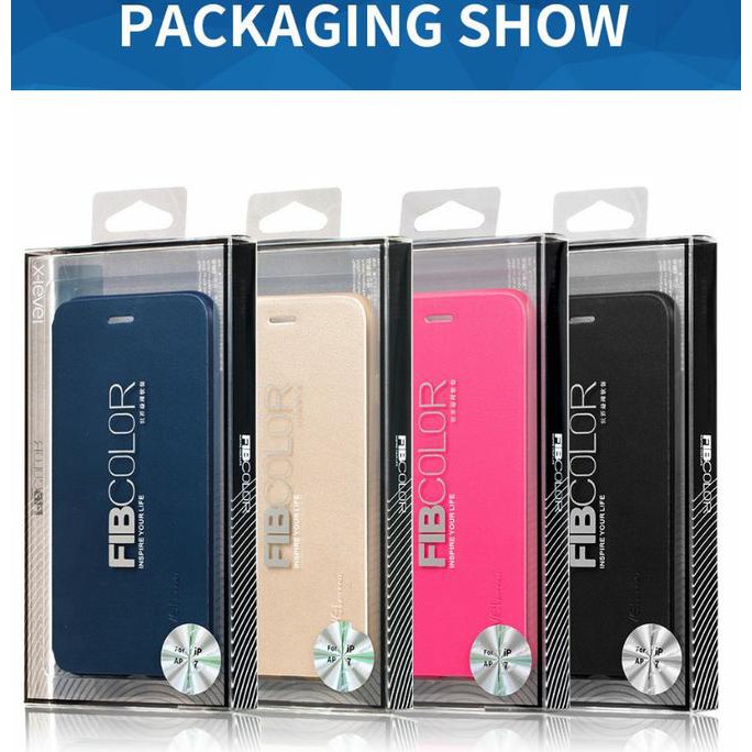 VN6Q IPHONE 7 / 8 PLUS X-LEVEL FIB COLOR FLIP COVER LEATHER CASE ORIGINAL - HITAM HSCI