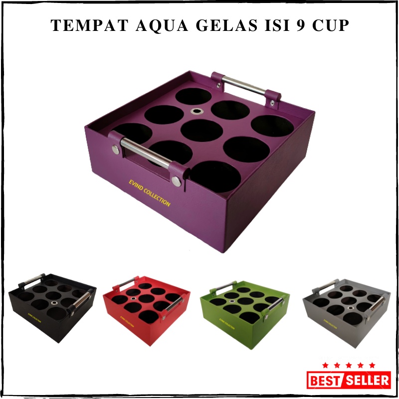 Tempat Air Mineral Gelas Isi 9 Cup Keranjang Aqua Gelas Kulit Sintetis