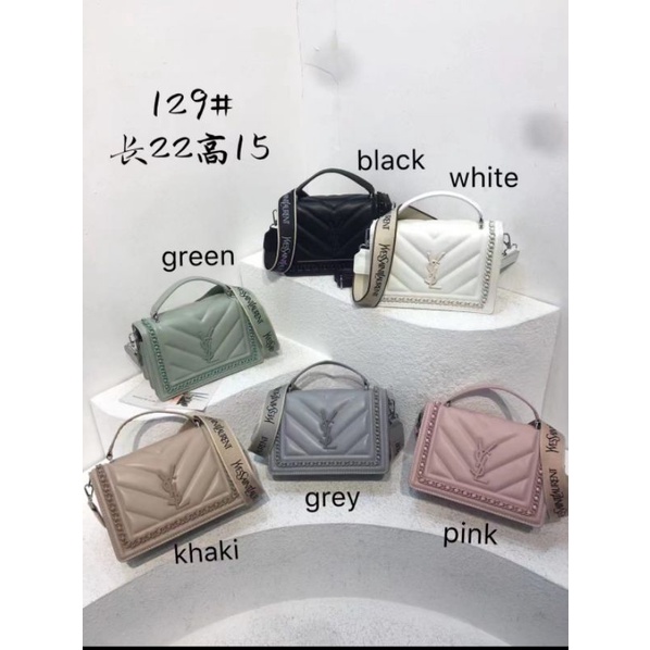 tas slempang wanita terbaru logo Ysl/tas kondangan,pesta/motif garis miring/tas tenteng trevel wanit