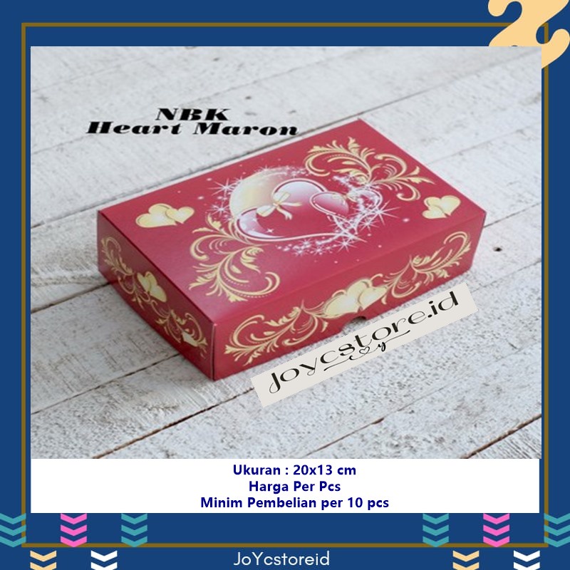 Dus Martabak NBK Batik HEART Kotak Terangbulan 20x13 Box Nasi - Merah/ Box Kue / Box Jajan / Snack B