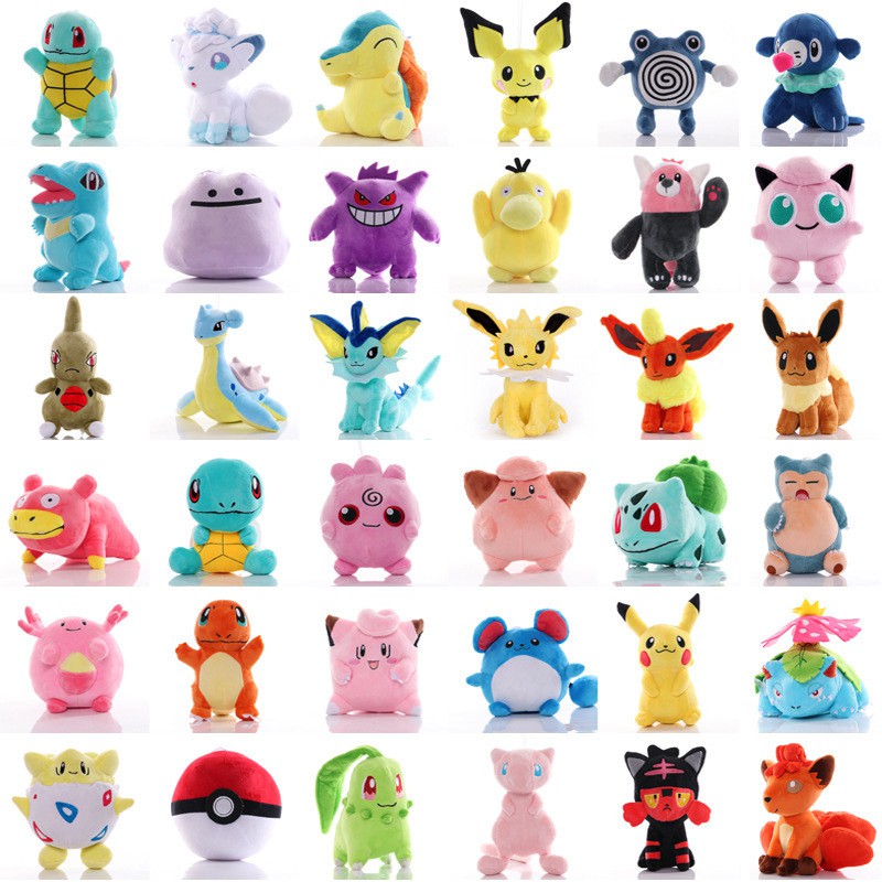 15-25 cm Kartun Asli Pokemon Mainan Mewah Bika Qiu Psyduck Squirtle Pikachu Boneka Mainan Baby Doll Hadiah Ulang Tahun