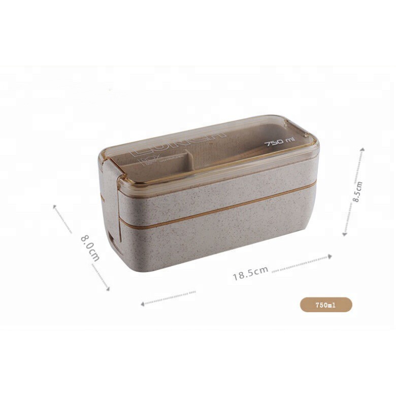 KOTAK MAKAN LUNCH BOX DOUBLE LAYER  WHEAT STRAW 750ml SEHAT DAN  RAMAH LINGKUNGAN