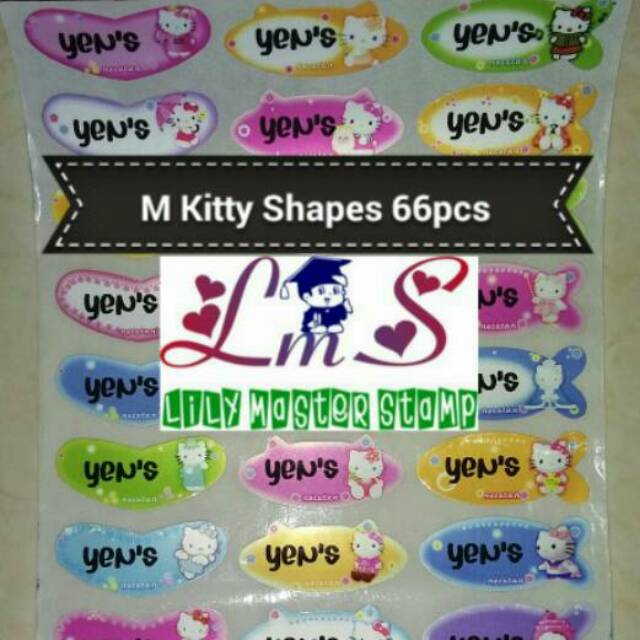 

Label Nama Anak Waterproof Lucu Cute Hello Kitty Shapes Hati Ikan Love