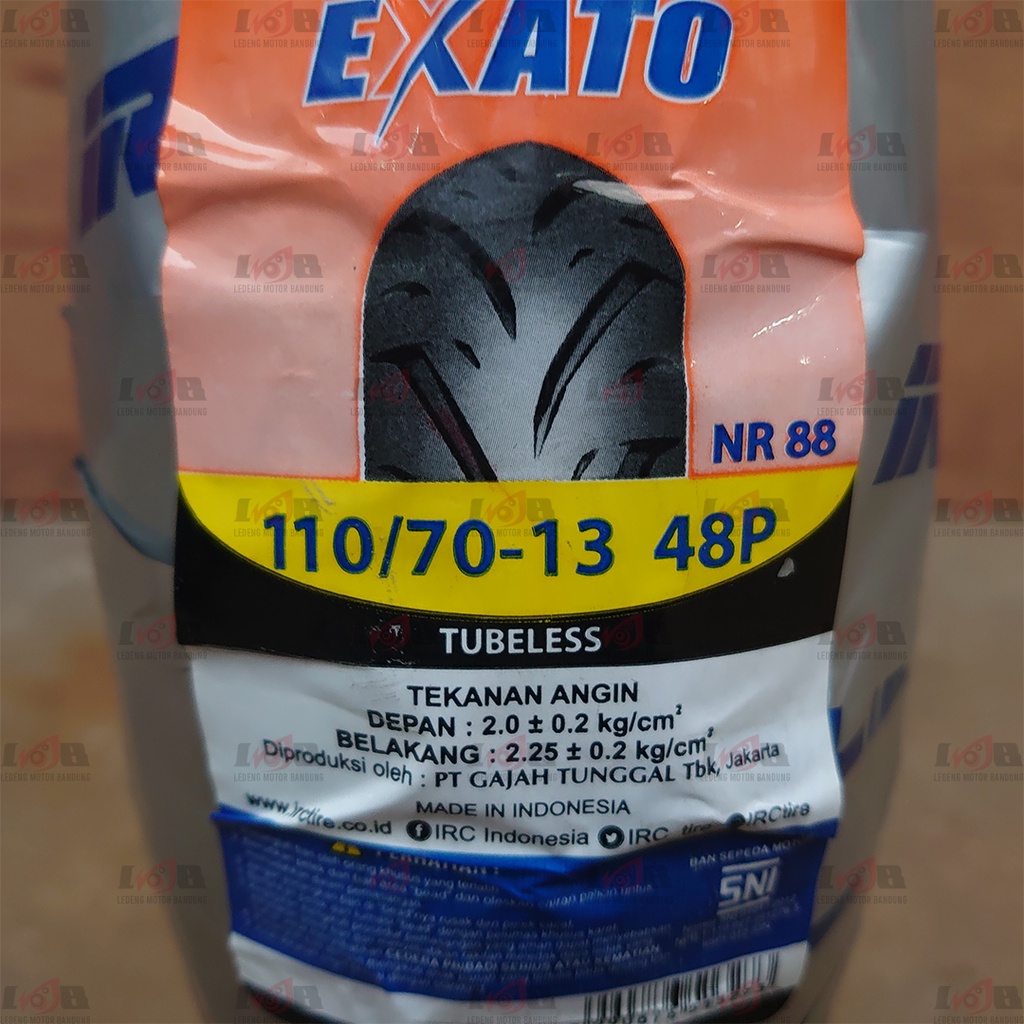 IRC EXATO NR88 110/70-13 Ban Luar Tubeless Motor Yamaha Nmax Depan Standart