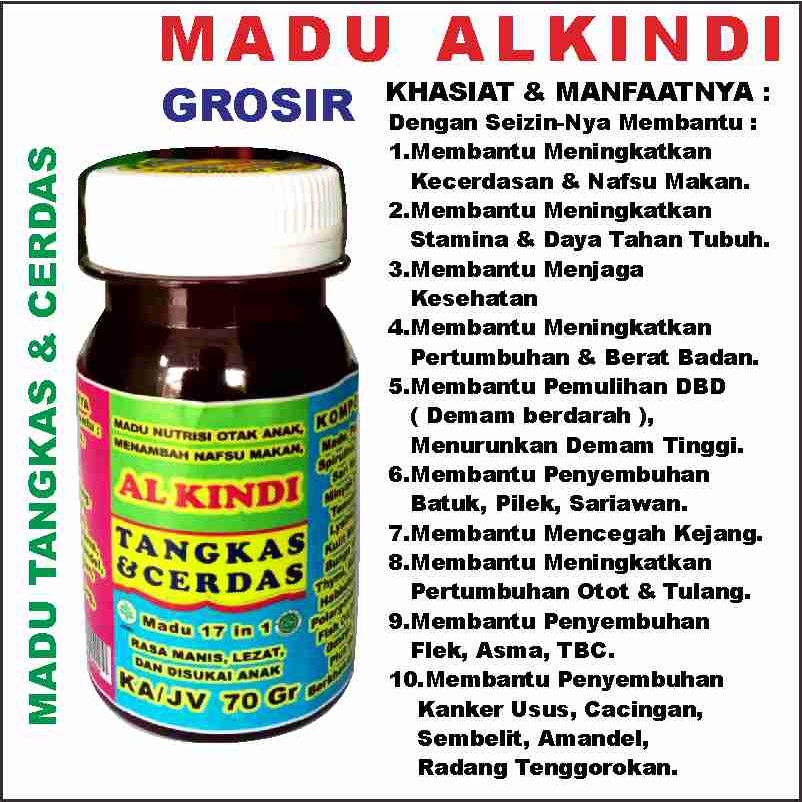 

MADU Murni HERBAL Alami ALKINDI Madu Nutrisi Otak Anak Menambah Nambah Nafsu Makan Rasa Manis Lezat & Disukai Anak 70 Gram, MADU SUPER SMART JINTAN FIT SAUDA FIT