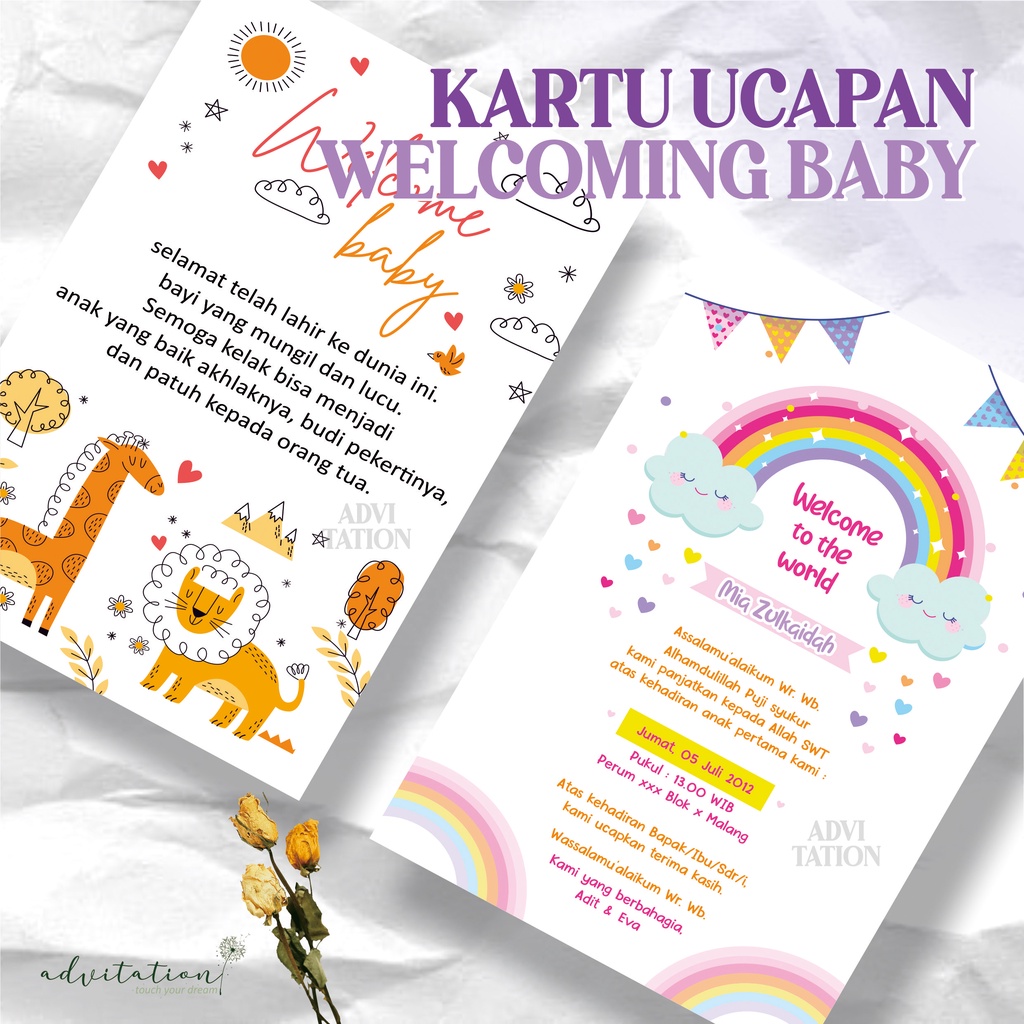 KARTU UCAPAN WELCOME BABY ❤ THANK YOU CARD ❤ GREETING CARD ❤ KARTU UCAPAN KELAHIRAN