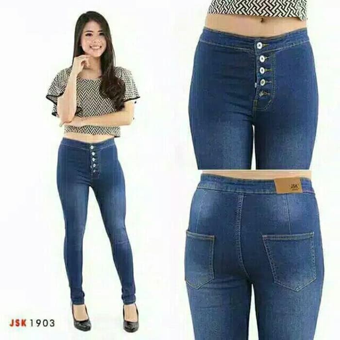 Promo CELANA KERJA CEWEK CELANA HIGHWAIST JEANS CELANA KANTOR   Navy  27 Limited