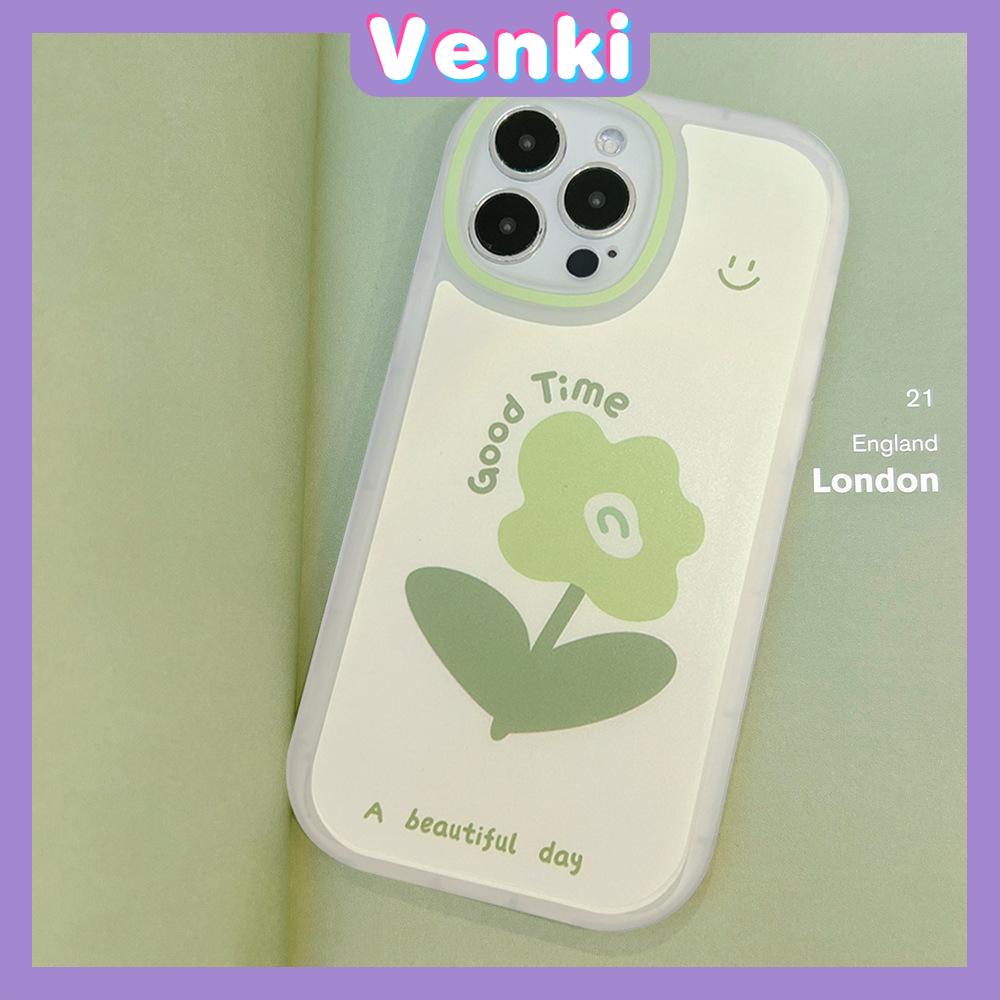 iPhone Case Silicone Soft Case Clear Case TPU Airbag Shockproof Full Coverage Protection Camera Green Flower For iPhone 13 Pro Max iPhone 12 Pro Max iPhone 11 iPhone 7 Plus