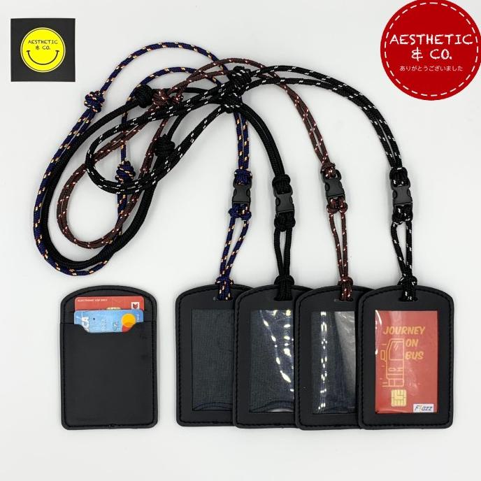 

(((BISA COD))) Lanyard ID Card Name Tag Kulit 2 Slot Tali Paracord Mini Buckle V.02 PROMOKode 5151
