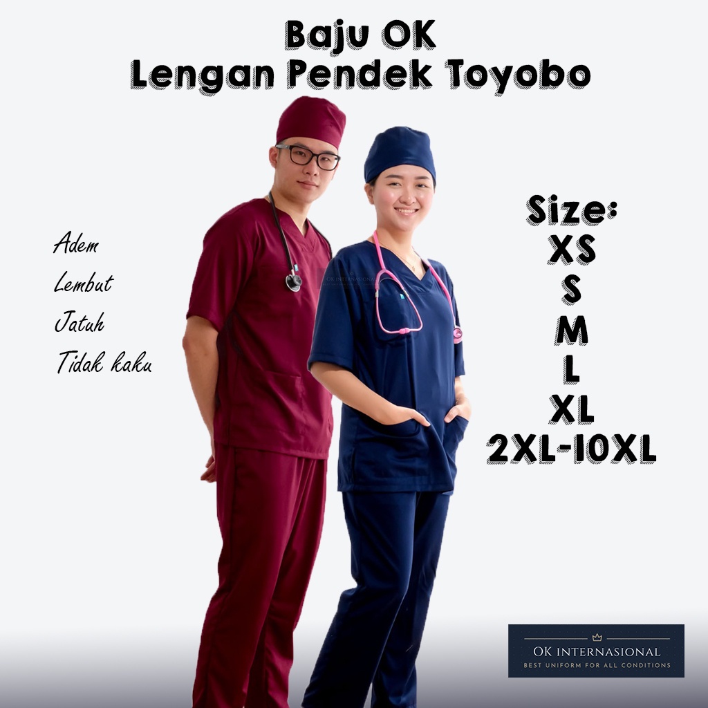 BAJU JAGA LENGAN PENDEK ok oka Dokter Perawat Tenaga Medis Toyobo Original