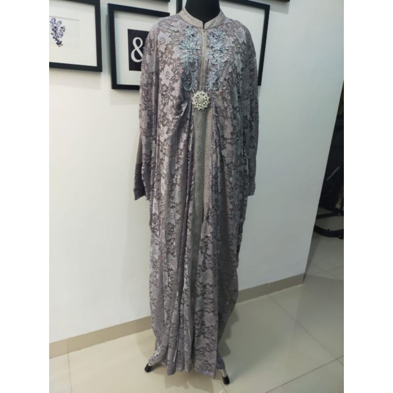 GAMIS KAFTAN BROKAT SLETING DEPAN