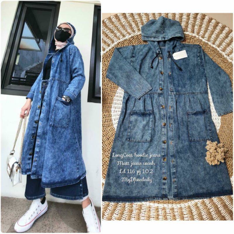 long coat Hoodie jeans