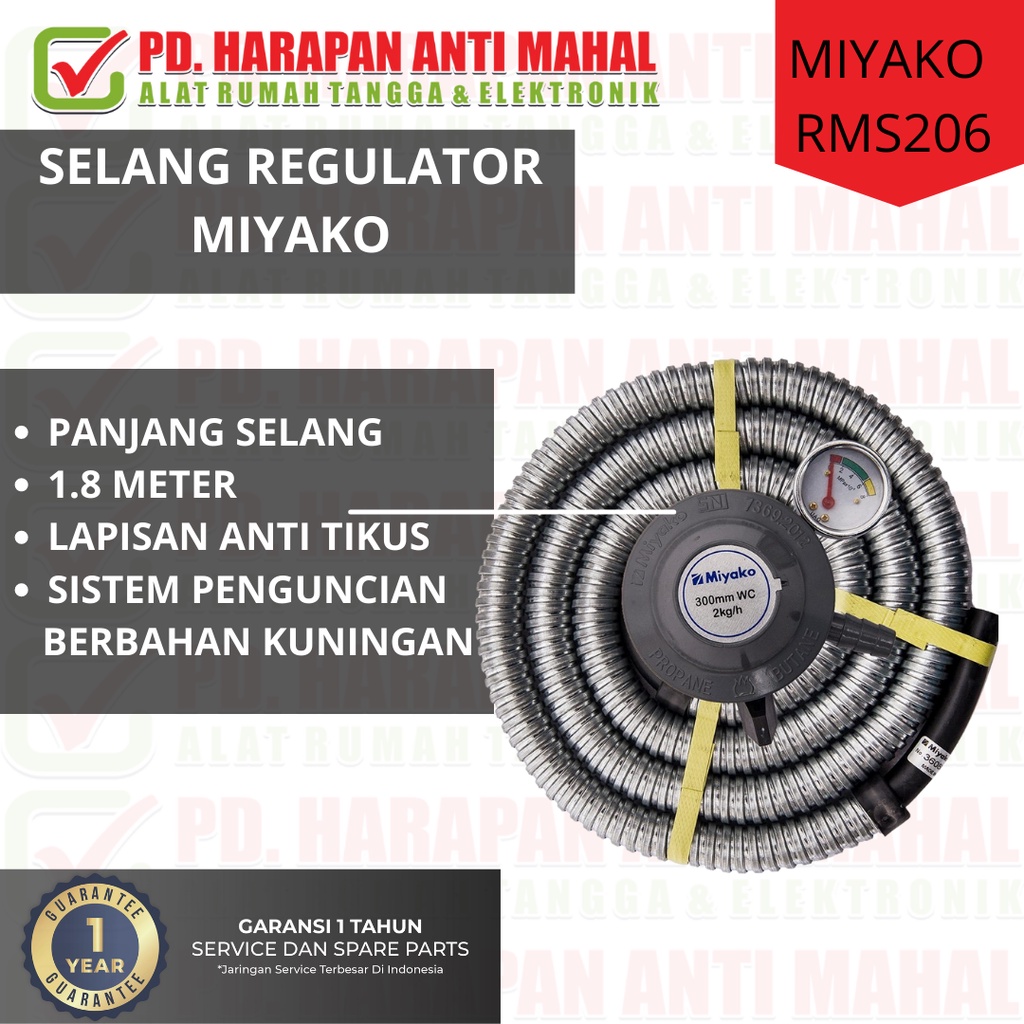 SELANG REGULATOR MIYAKO RMS206 / REGULATOR + SELANG MIYAKO