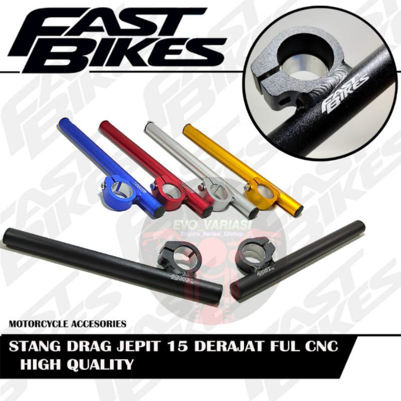 stang jepit 15 derajat full cnc stang drag 15 drajat setir setang universal variasi motor laki moge