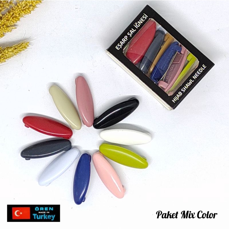 Bros pin kapsul BROS JILBAB Oval / BROS DAGU  Oren Turkey-Paket Mix C. 10 pcs