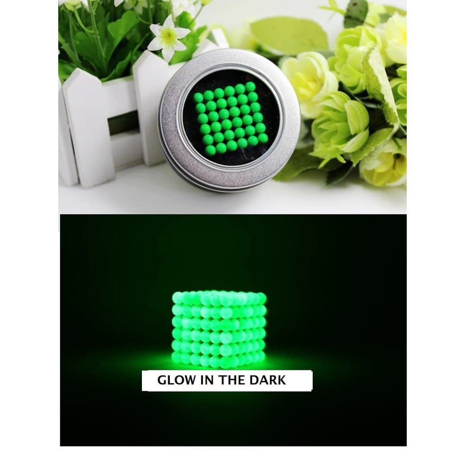 YK848 Magcube Mainan Magnetic Cube Balls Puzzle 5mm 216pcs GLOW IN THE DARK