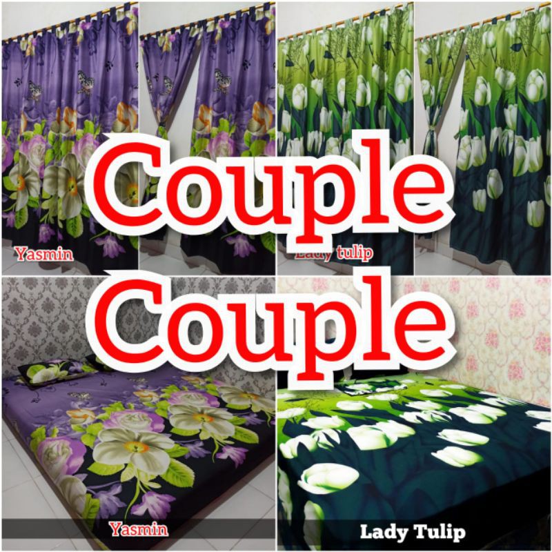 Paket Sprei + 2 gorden Set Sprei couple Sprei murah sprei motif Sprei homemade tidur nyenyak