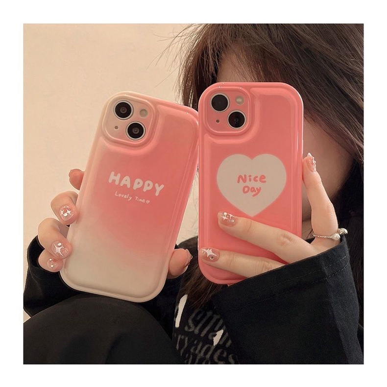 Case Motif Hati Warna Gradasi Pink Untuk iPhone 12 13 11 Pro Max X Xs Max Xr