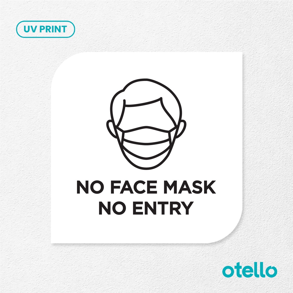 No Face Mask Sign Board Akrilik Tempel Signage Dinding Papan Label Acrylic Restoran Wall Stiker Dinding Petunjuk Toko Cafe