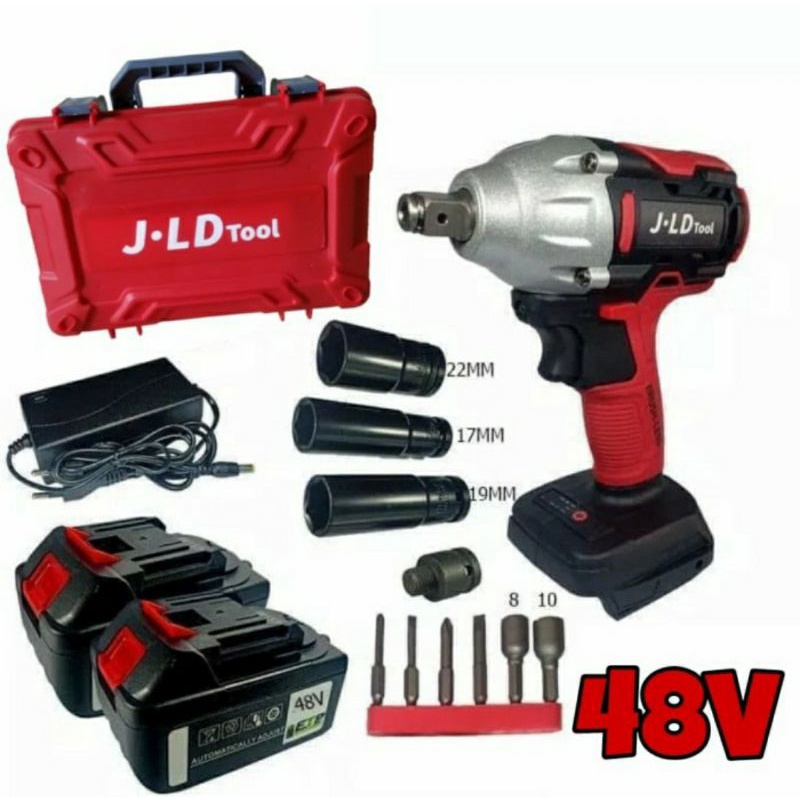 JLD IMPACT WRENCH 48 V ALAT BUKA BAN BATRE JLD CORDLESS IMPACT WRENCH 48V 2 BATRE BATERAI