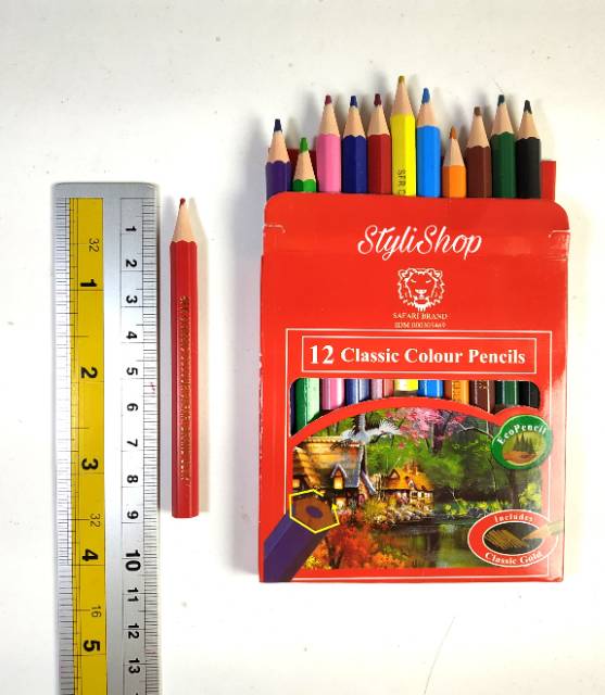 Pensil Gambar Kecil 12 Warna, Classic Colour Pencils, Pensil Warna-2