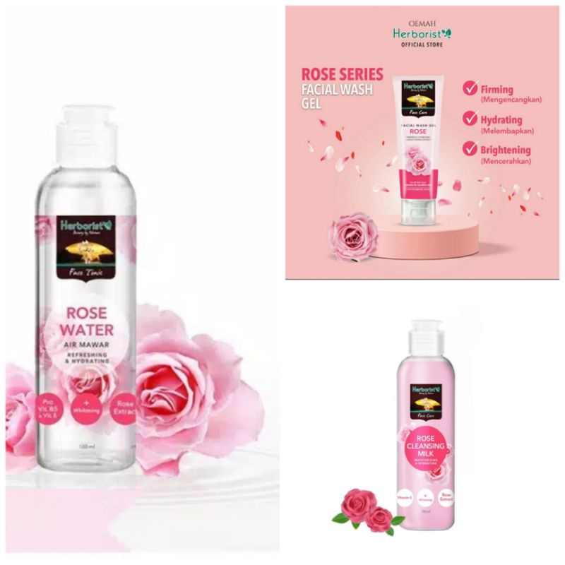 Herborist Rose Water 100ml/air mawar herborist/Milk Cleanser/Facial Wash/Sleeping Mask