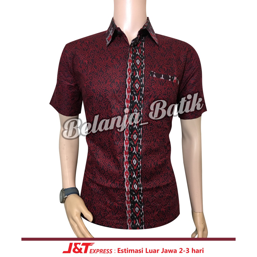 Risna Batik HRB026 Kenongo Kemeja Tosca Pendek Pekalongan Padi M L XL Sogan Tulis Halus Bagus Murah