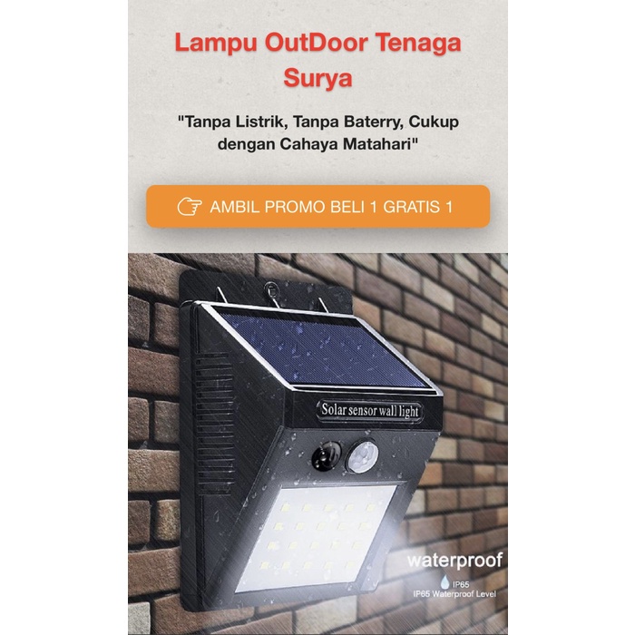 BAROKAH GAMIS Buy 1 Get 1 Lampu Outdoor Tenaga Surya 30 LED waterproof solar sensor