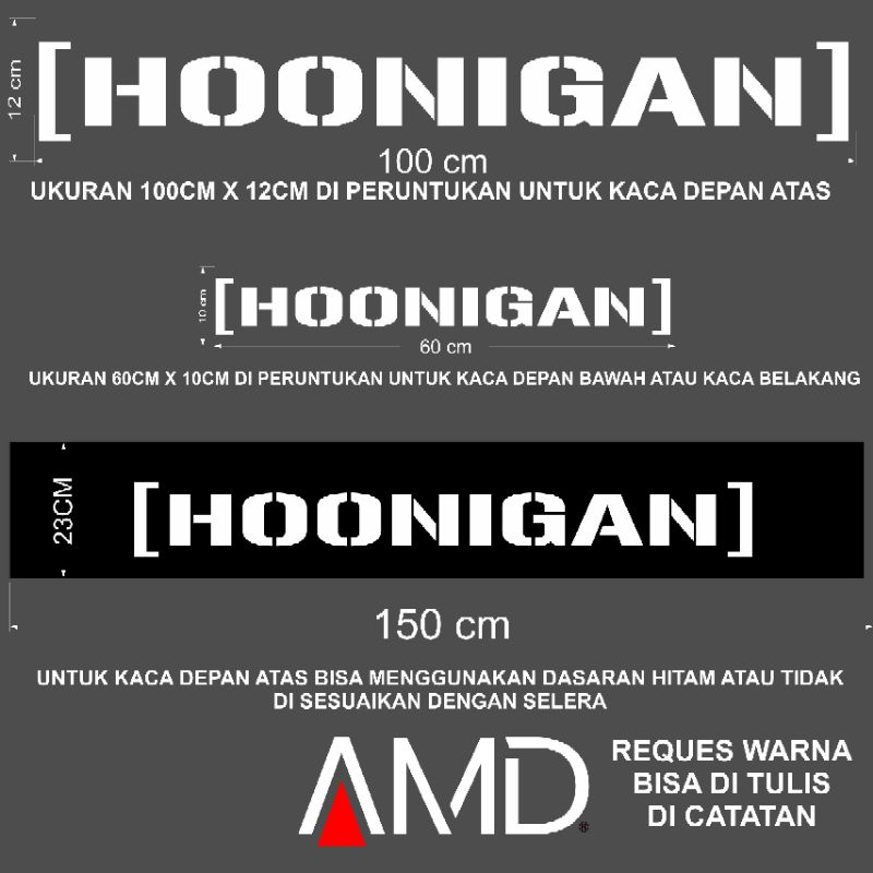 Stiker kaca depan sticker mobil stiker belakang mobil HOONIGAN