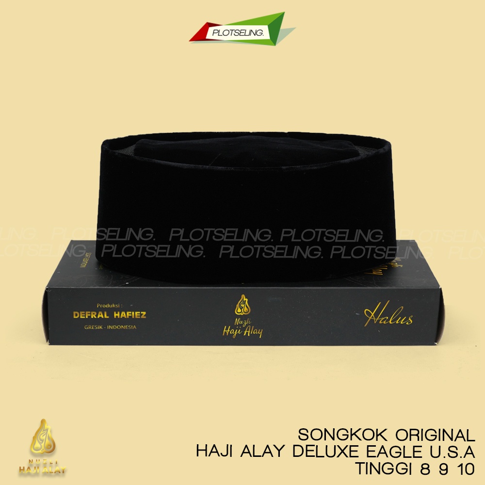 Songkok Premium HAJI ALAY DELUXE AC Tinggi 7 8 9 10 Peci Sholat Ukuran Anak Laki Pria Dewasa Santri Pesantren Kopiah Solat Pendek Full Beludru Hitam Polos Kopyah Shalat Motif Bordir Batik Nama NU Non Jumbo Kopeah Bulat Putih Susun Nasional Original Ori