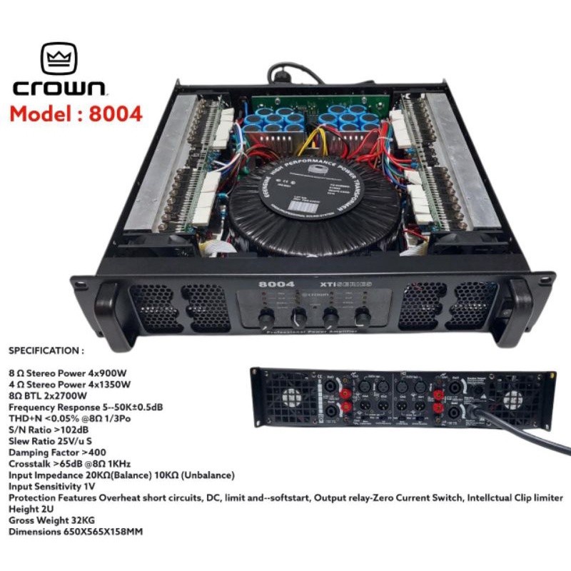 Power Amplifier CROWN 8004 XTI SERIES 4 X 800 WATT GRADE A