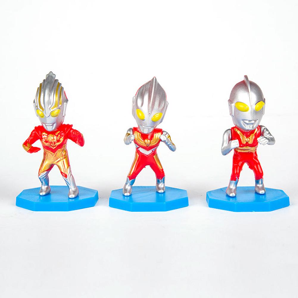 (Tk) 6pcs / Set Mainan Action Figure Ultraman Dengan Base Untuk Dekorasi Kue Ulang Tahun