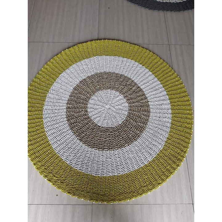 RUG ANYAMAN / KARPET  ANYAM SEAGRAS BULAT WARNA DIAMETER 120 RUG / FLOOR MAT ANYAMAN BULAT